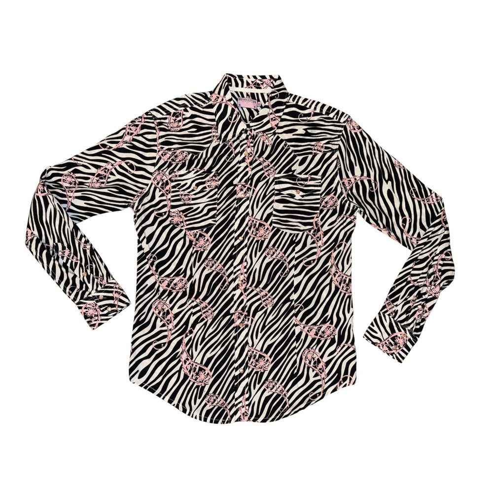 Ransom Ranch Western Shirt‎ Womens XL Zebra Pink Paisley Snap Front